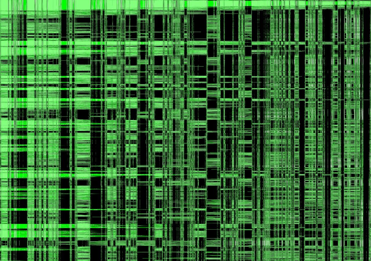 A green and black background with lines